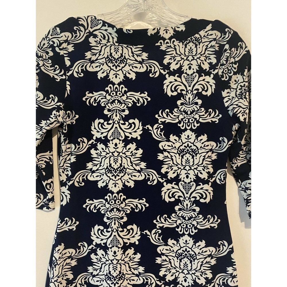 Nico La Blue Bodycon Dress Small Short Sleeve Blue White Floral Pattern - Picture 6 of 10